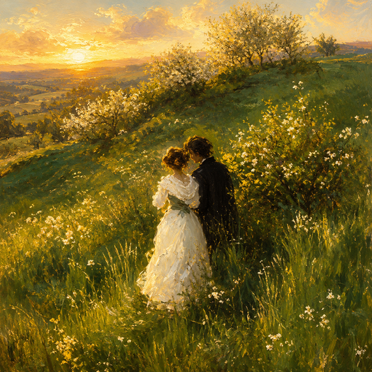 Sunset Meadow Romance romantic wall poster artwork