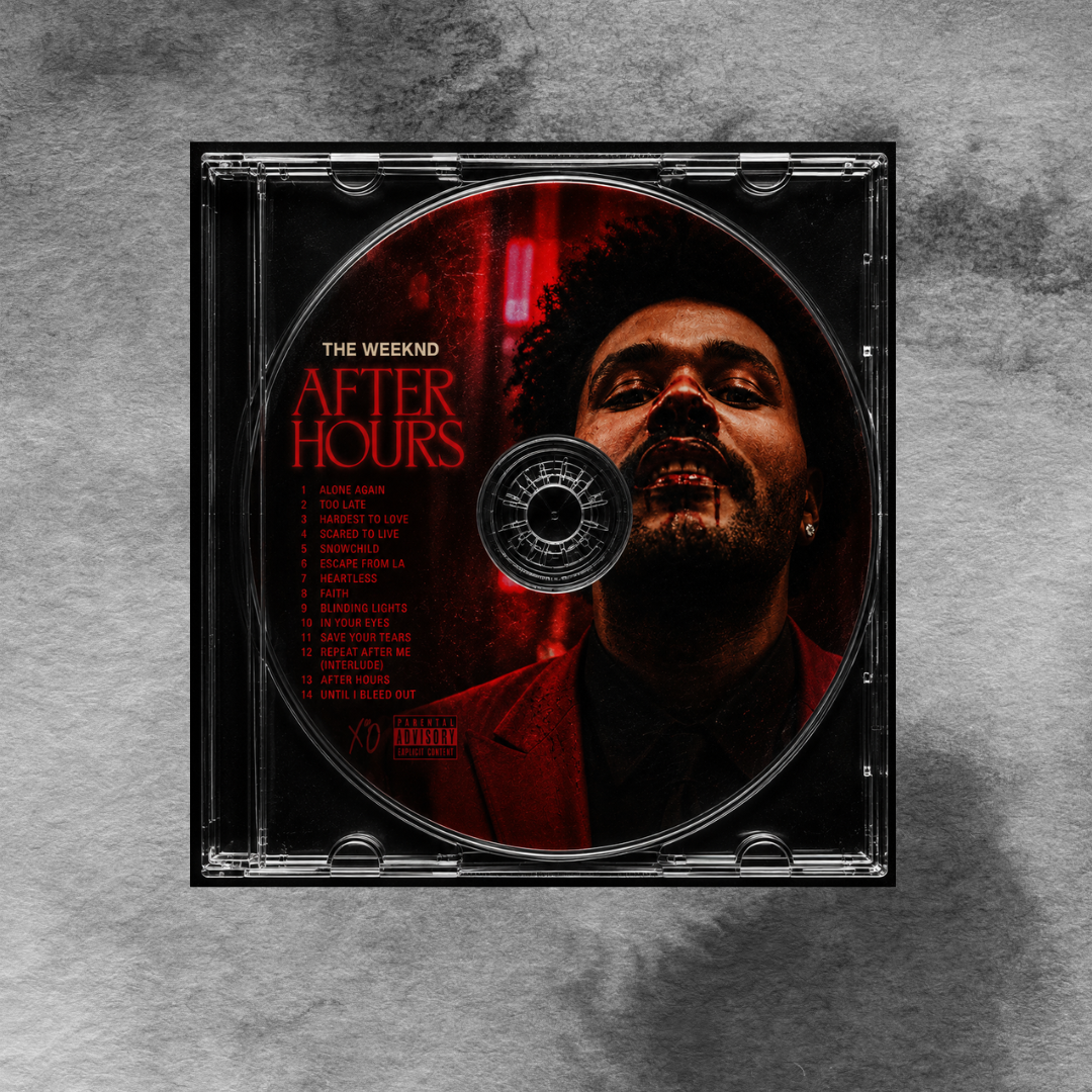 After Hours Music CD poster mockup on concrete background