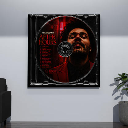 After Hours Music CD poster mockup on grey wall