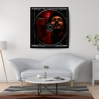 After Hours Music CD poster mockup in living room
