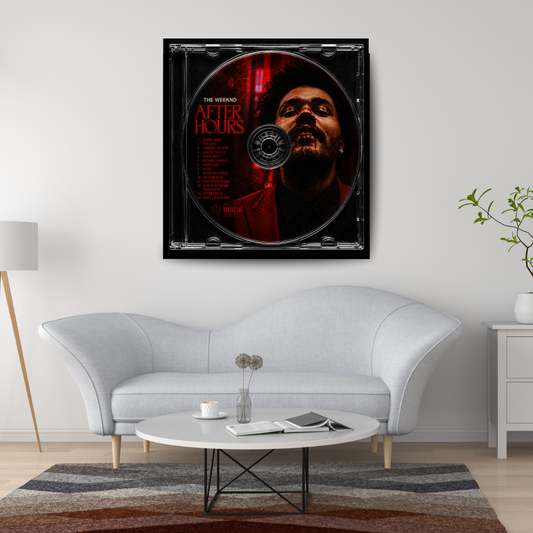 After Hours Music CD poster mockup in living room