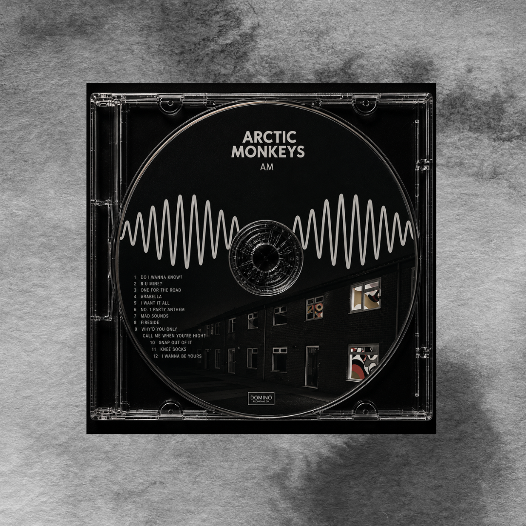 AM Music CD poster mockup on concrete background