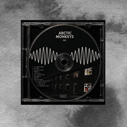 AM Music CD poster mockup on concrete background