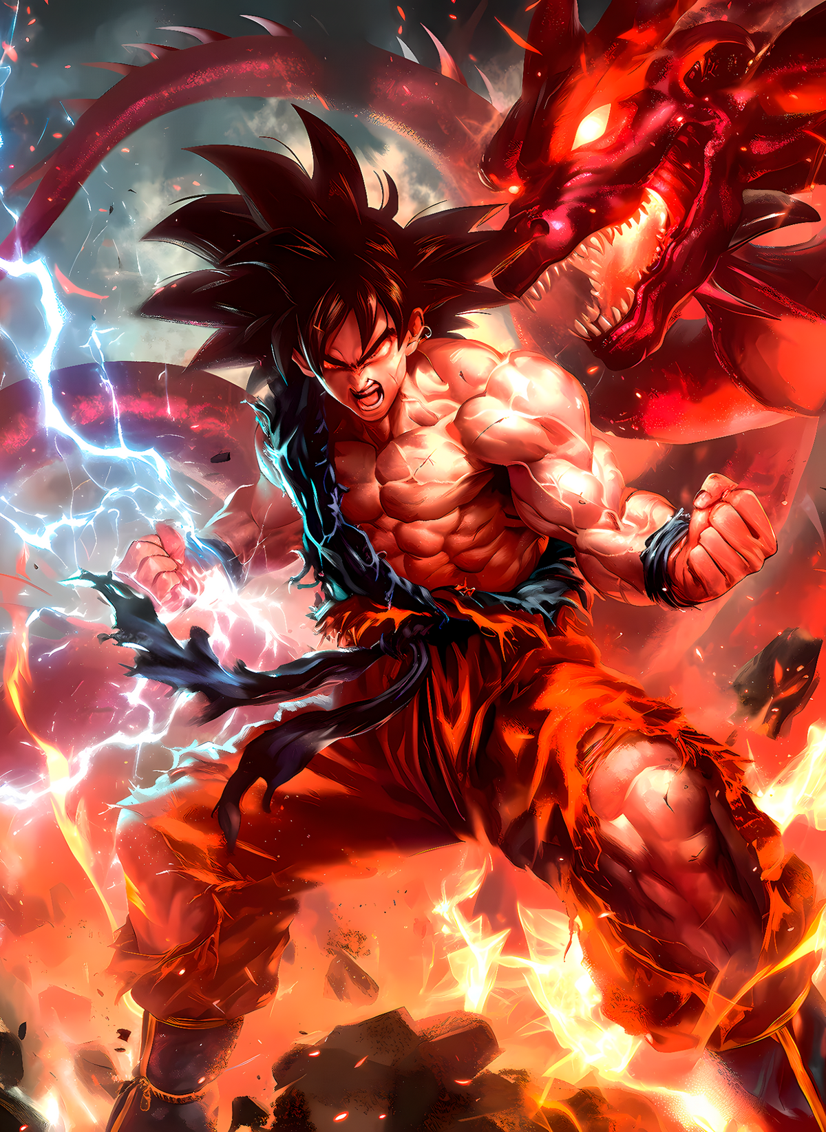 Goku dragon rage anime wall poster