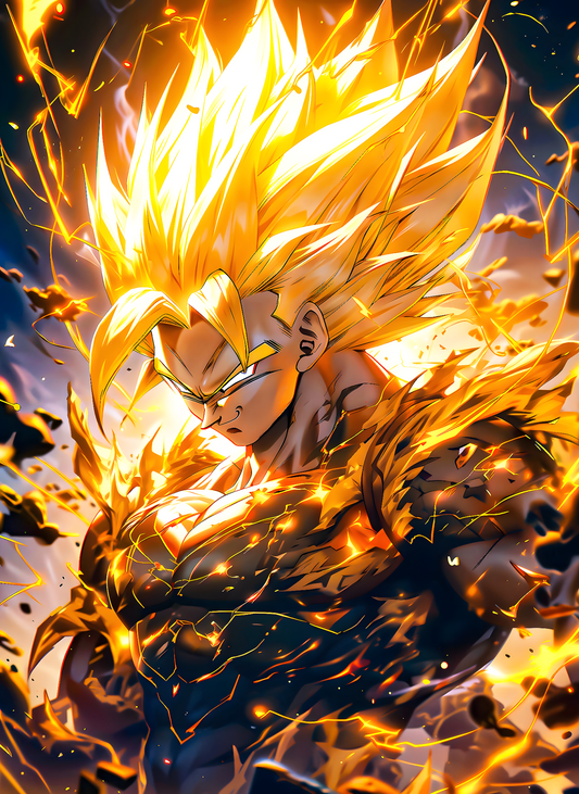 Goku golden fury anime wall poster