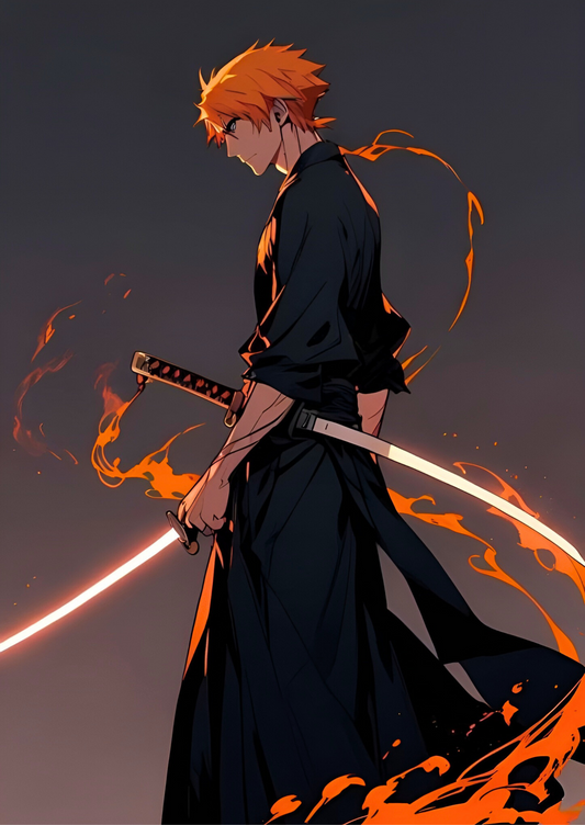 Ichigo orange blade anime wall poster