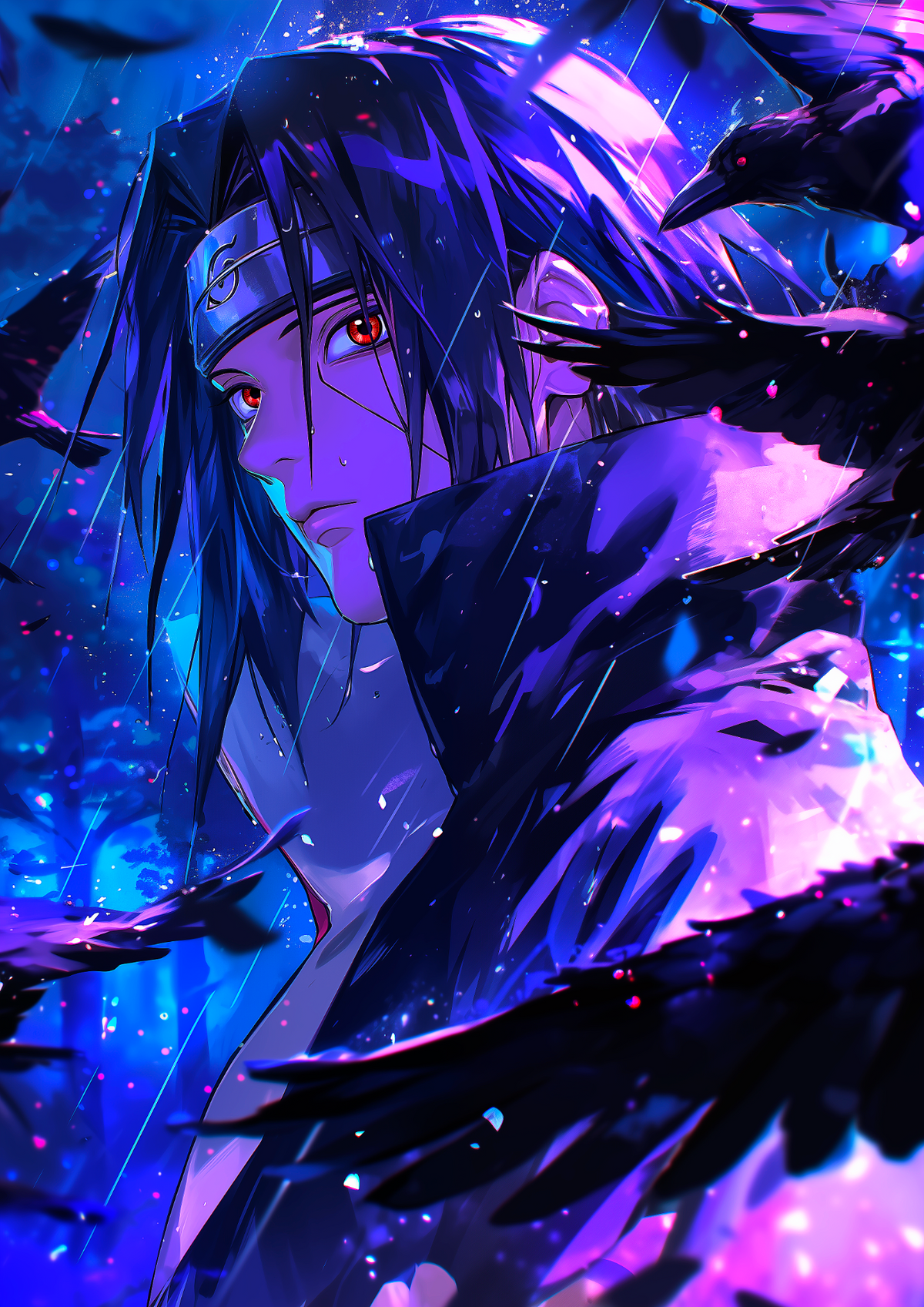 Itachi raven shadow anime wall poster