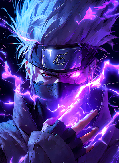 Kakashi purple lightning anime wall poster