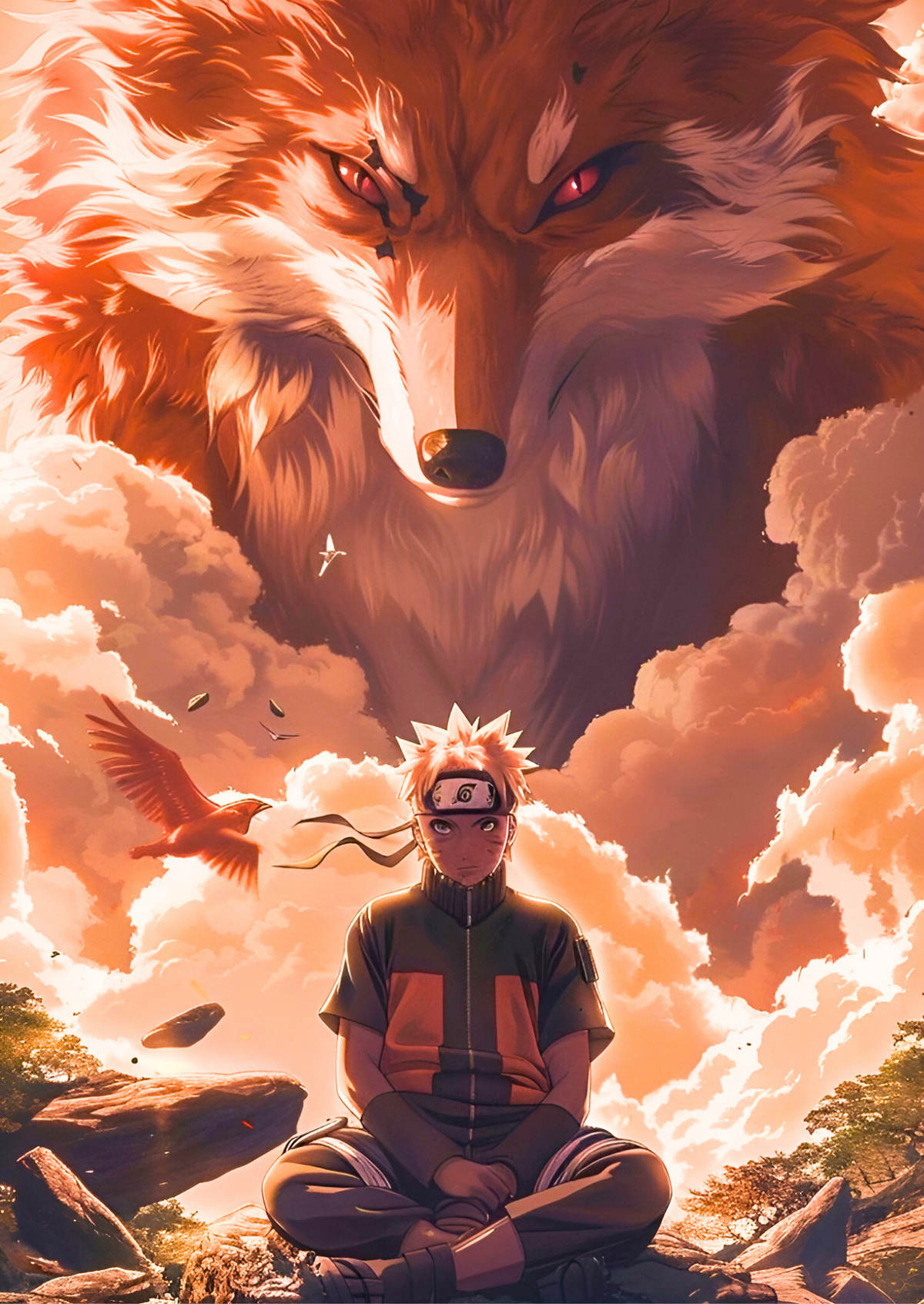 Naruto Nine-Tails meditation anime wall poster