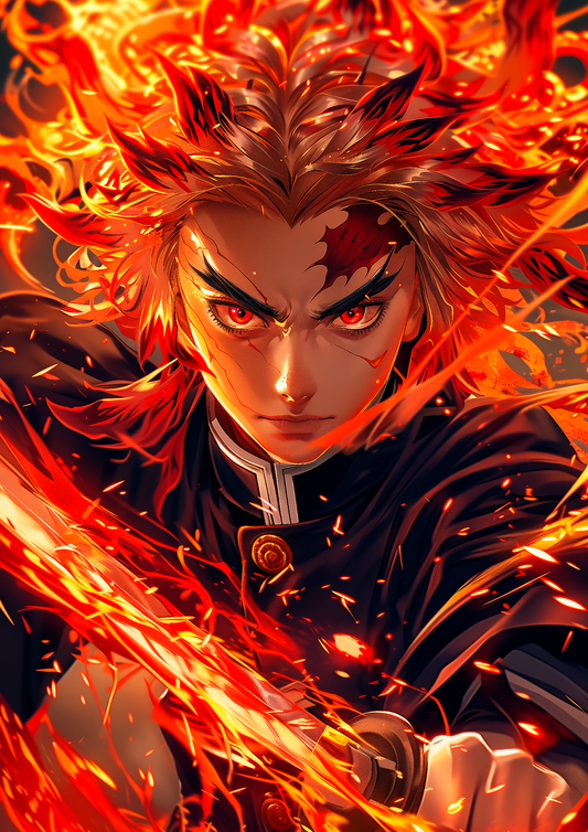 Rengoku flame hashira anime wall poster