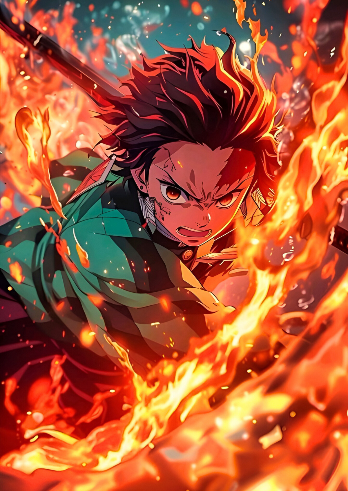 Tanjiro blazing strike anime wall poster