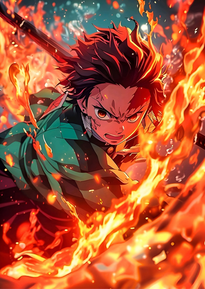 Tanjiro blazing strike anime wall poster
