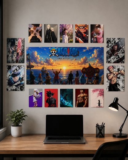 Anime Universe wall makeover poster set – front workspace view