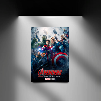 Avengers Age of Ultron spotlight poster wall mockup, alternate view