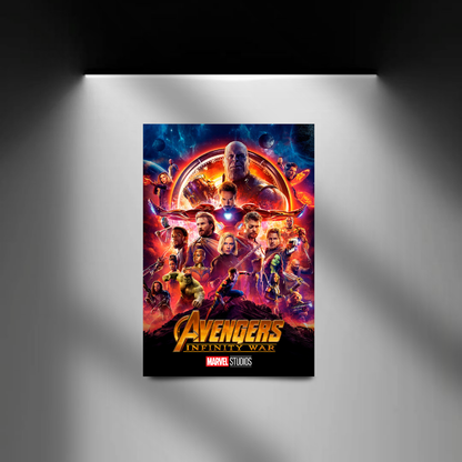 Avengers Infinity War spotlight poster wall mockup, alternate view