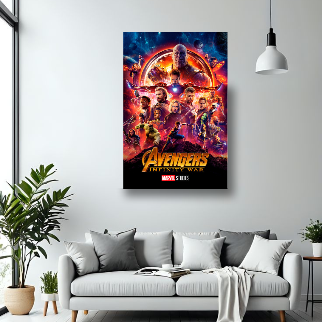 Avengers Infinity War spotlight poster wall mockup, primary view