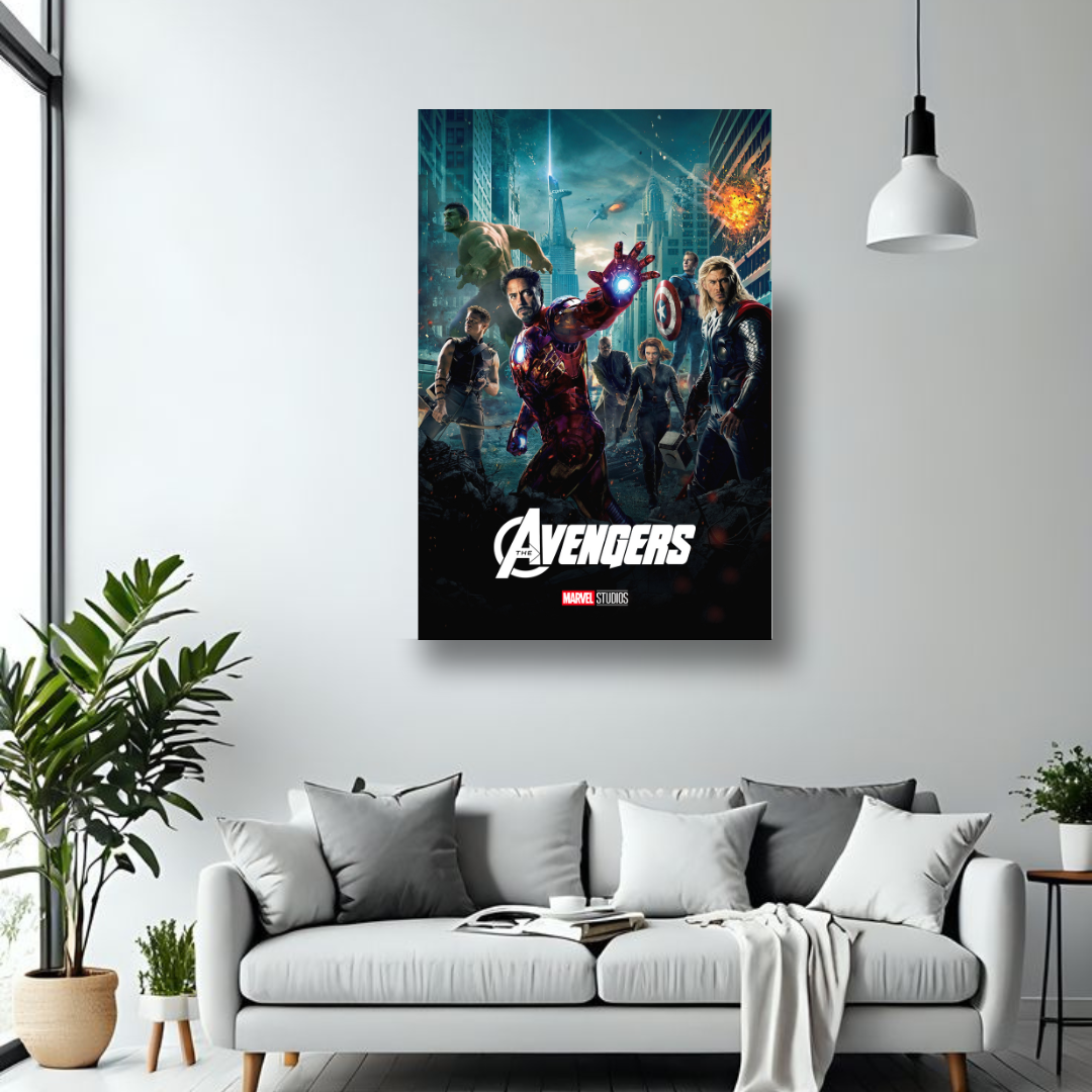 The Avengers MDF wall poster room mockup
