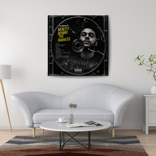 Beauty Behind the Madness Music CD poster mockup in living room