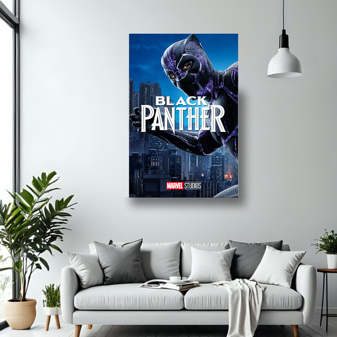 Black Panther MDF wall poster room mockup