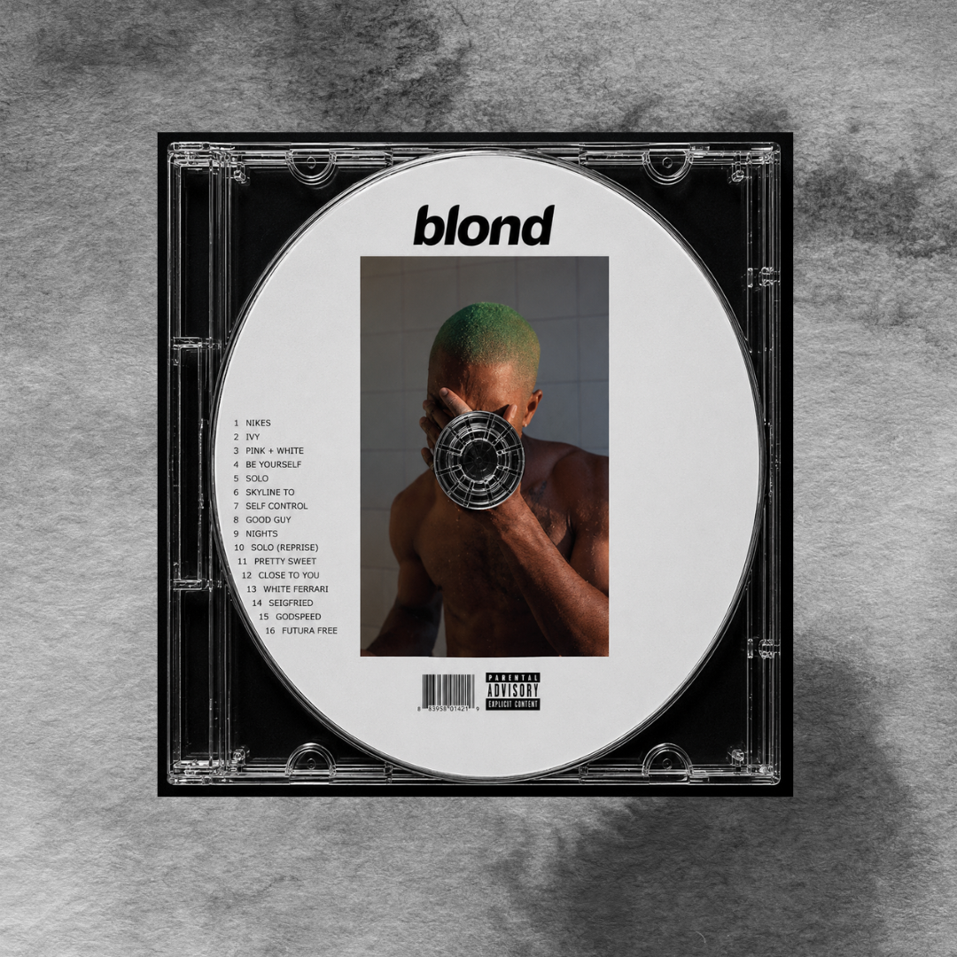 Blond Music CD poster mockup on concrete background
