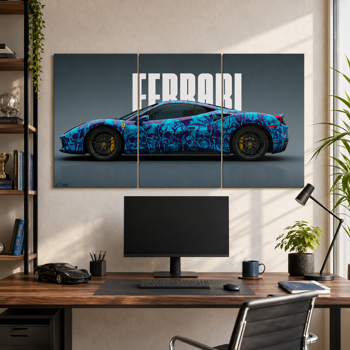 Blue Ferrari Cars 3 Split Poster Set
