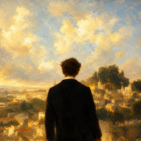Golden City Solitude romantic wall poster artwork