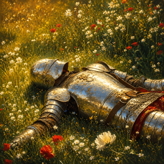 Fallen Knight in Bloom romantic wall poster artwork