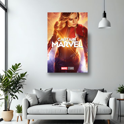 Captain Marvel MDF wall poster room mockup