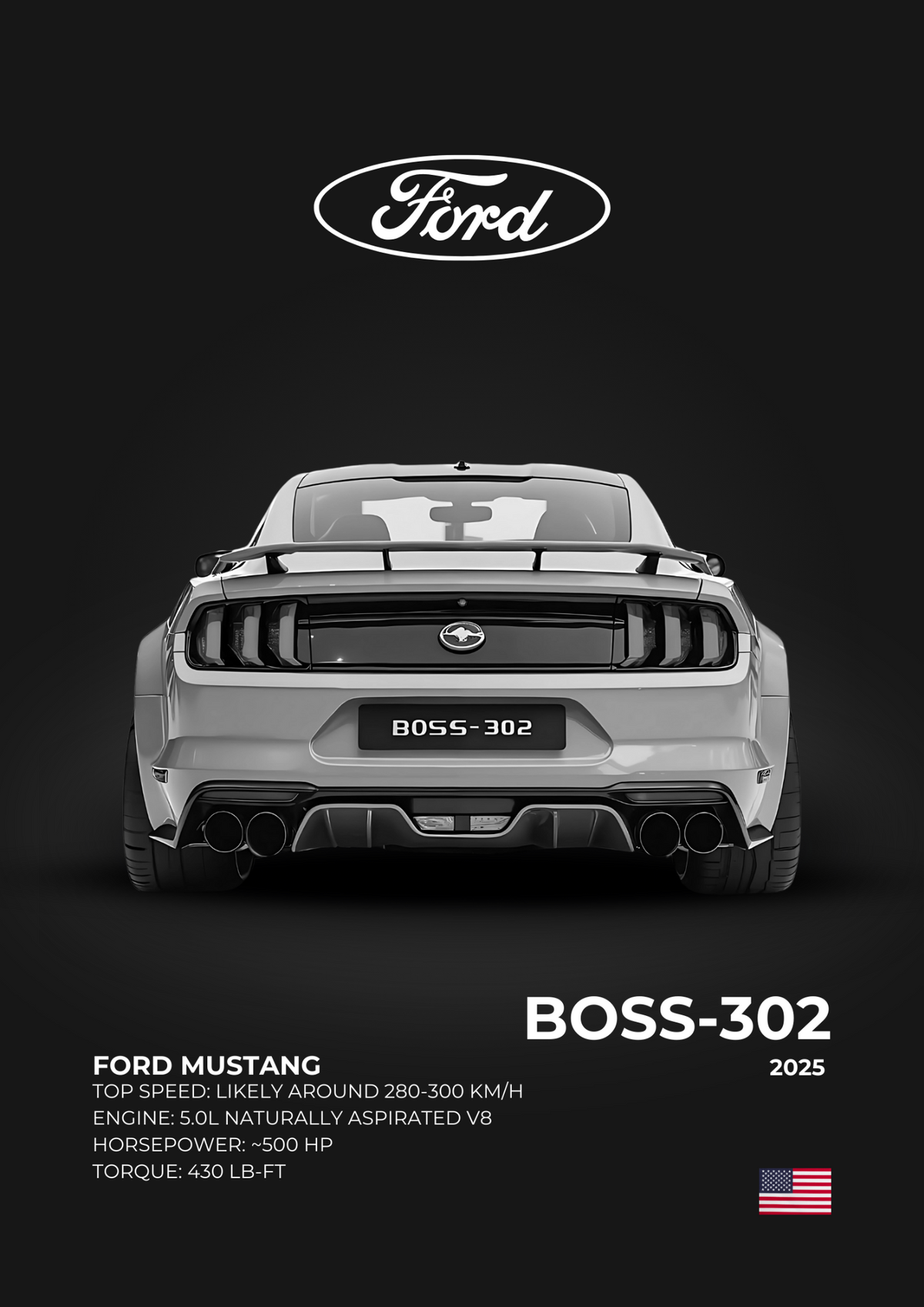 Ford Mustang Boss 302 automotive poster