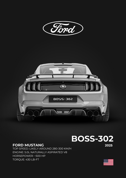 Ford Mustang Boss 302 automotive poster