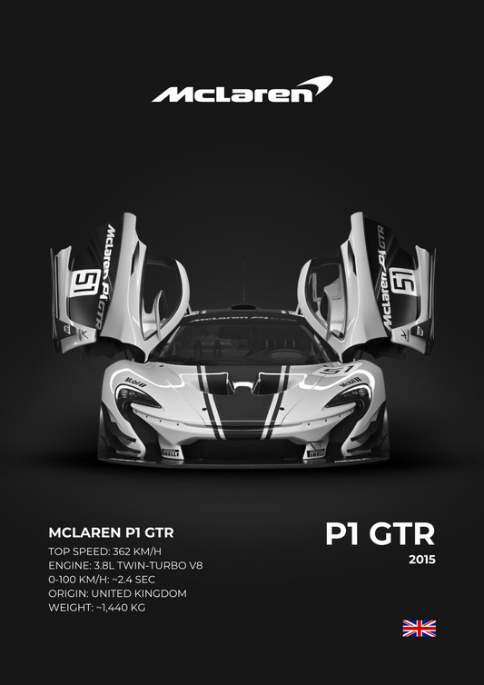 McLaren P1 GTR automotive poster