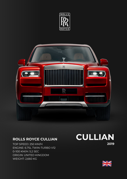 Red Rolls-Royce Cullinan automotive poster