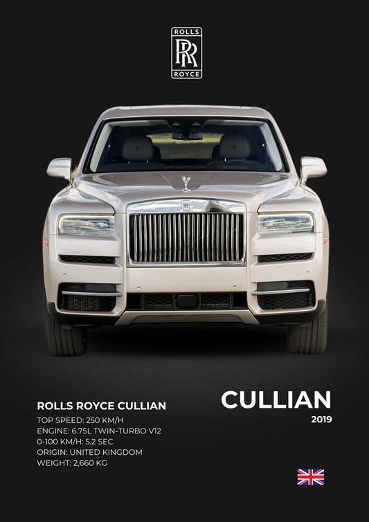 White Rolls-Royce Cullinan automotive poster