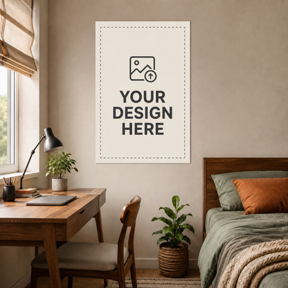 Custom Poster wall mockup with Your Design Here placeholder