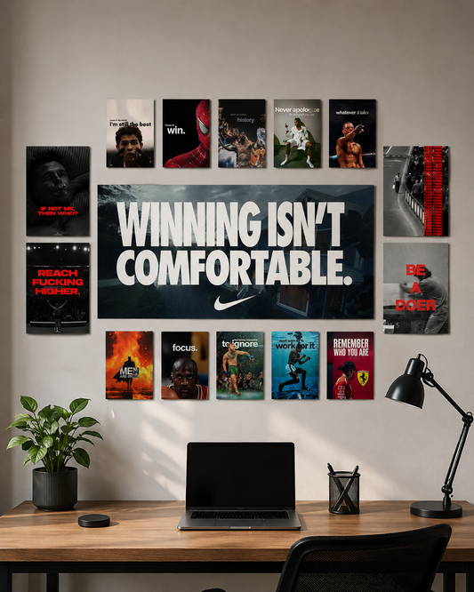 Winning Mindset wall makeover poster set – front workspace view