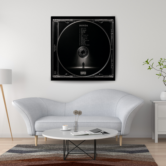 Donda Music CD poster mockup in living room