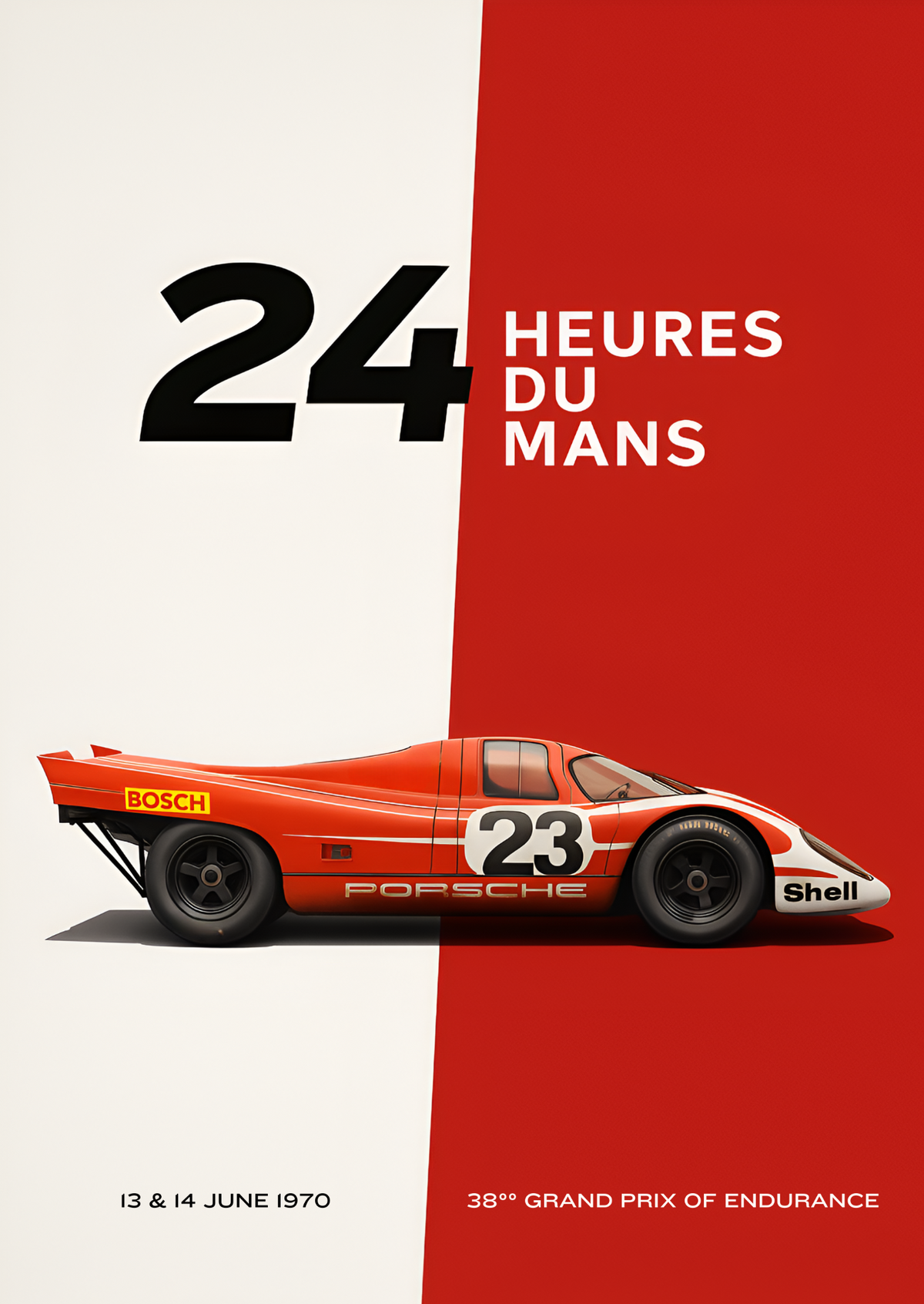 Vintage Porsche 23 Le Mans racing poster
