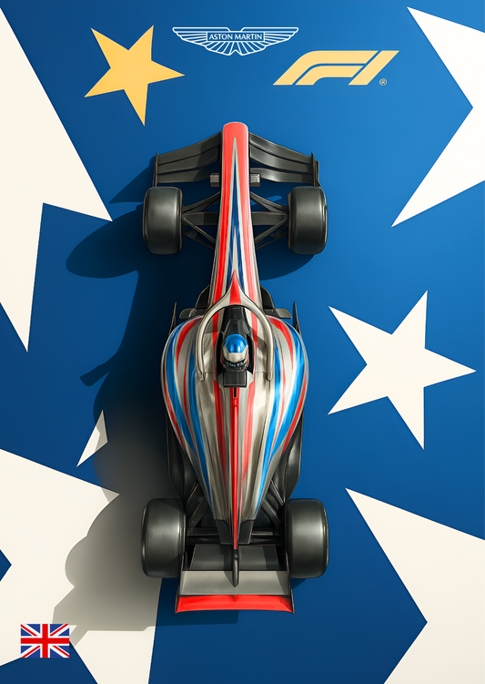 Aston Martin Formula One star livery top view poster