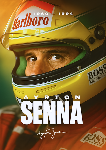 Ayrton Senna helmet portrait poster