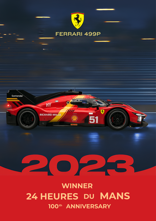 Ferrari 499P 2023 Le Mans winner poster