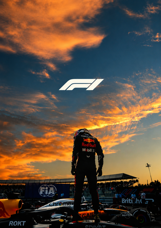 F1 Fever sunset grid poster