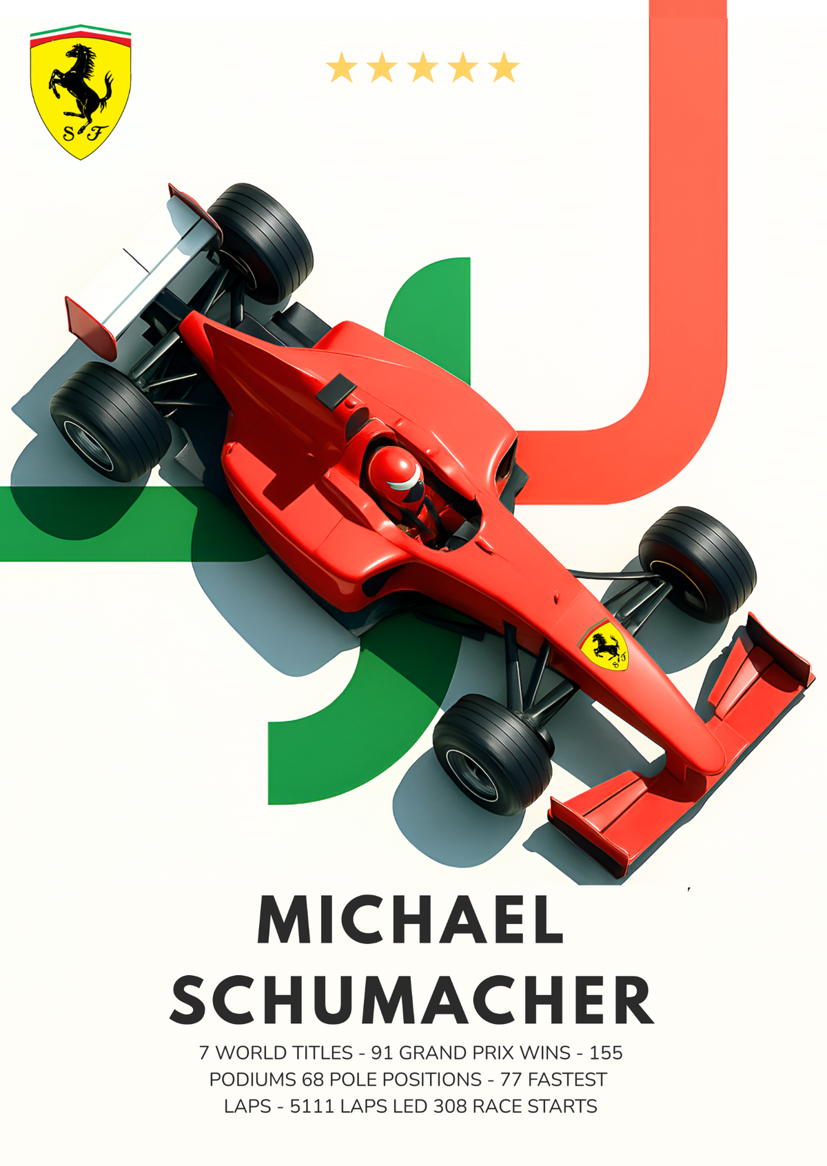 Michael Schumacher seven world titles Formula One poster