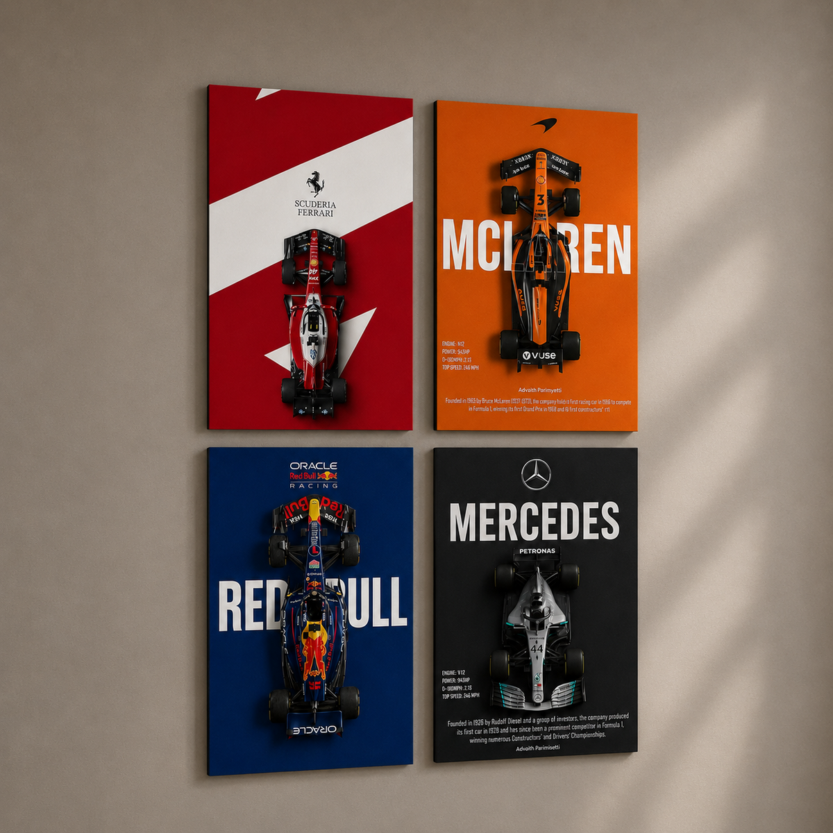 F1 Racing Teams 4 Piece Poster Set