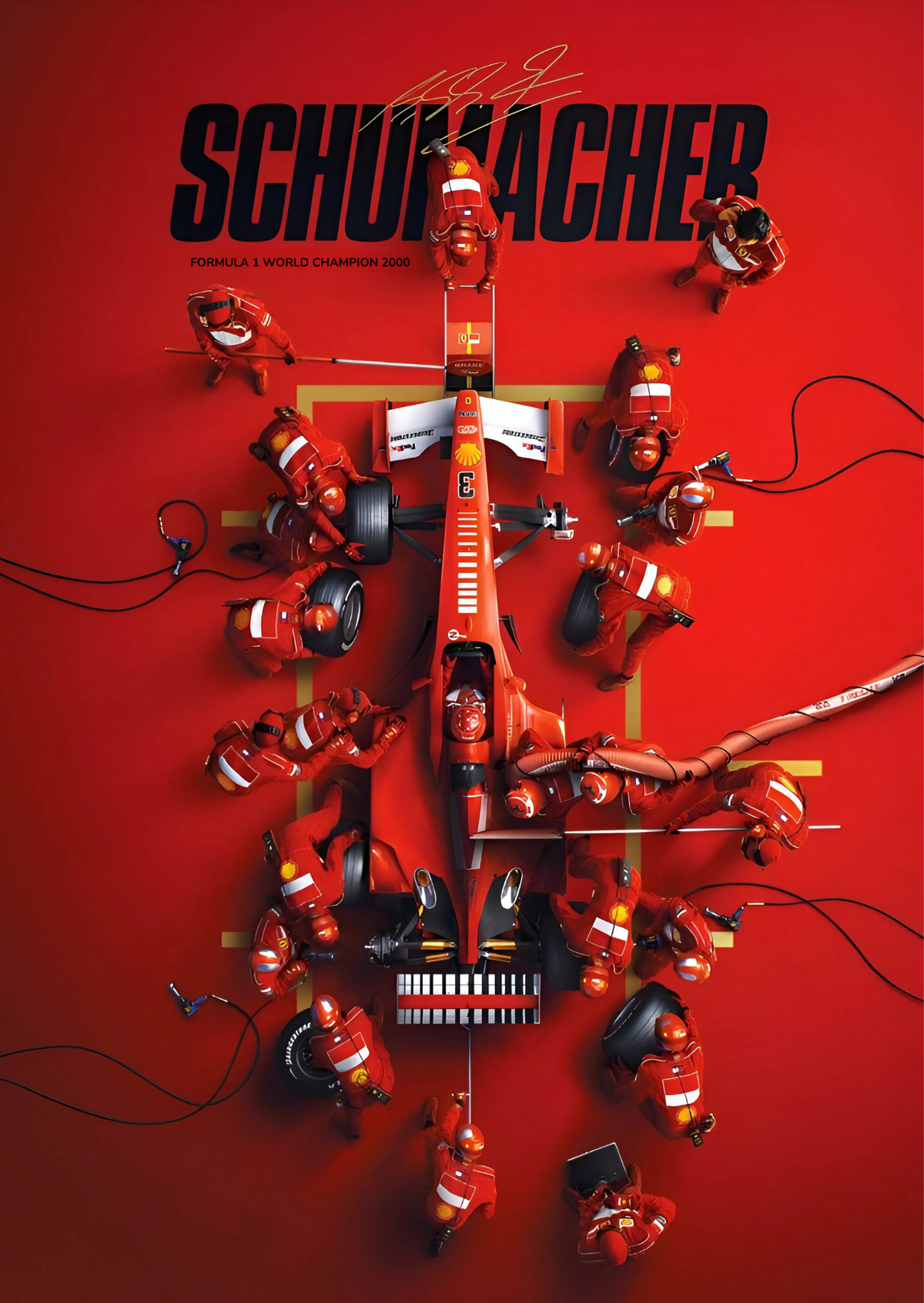 Michael Schumacher Formula One pit stop poster
