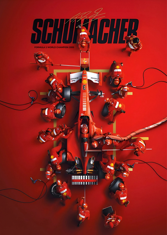 Michael Schumacher Formula One pit stop poster