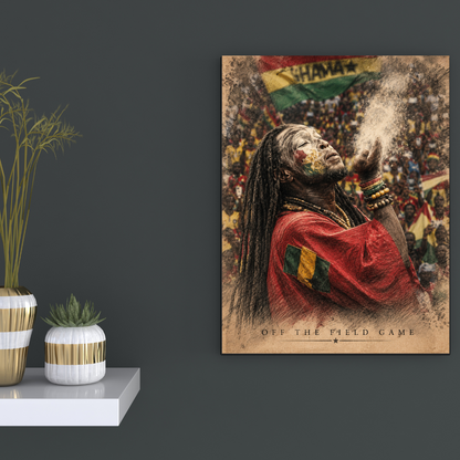Ghana Off the Field Game football poster mockup on dark wall