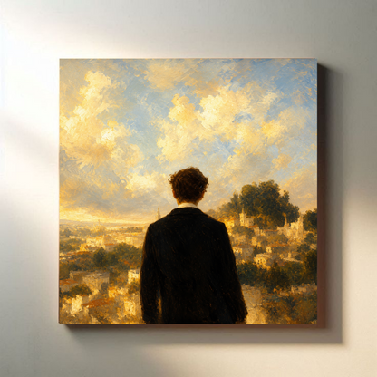 Golden City Solitude canvas close-up wall mockup