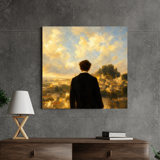 Golden City Solitude canvas wall art room mockup