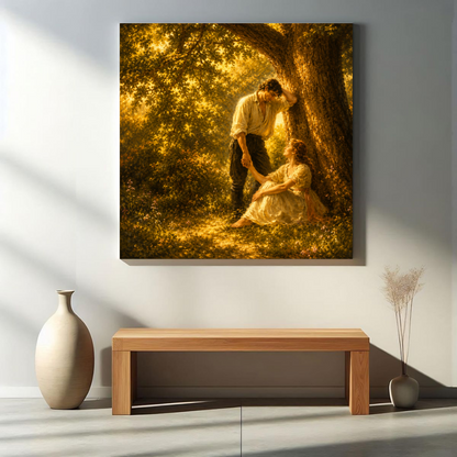 Golden Forest Promise canvas art minimal interior mockup
