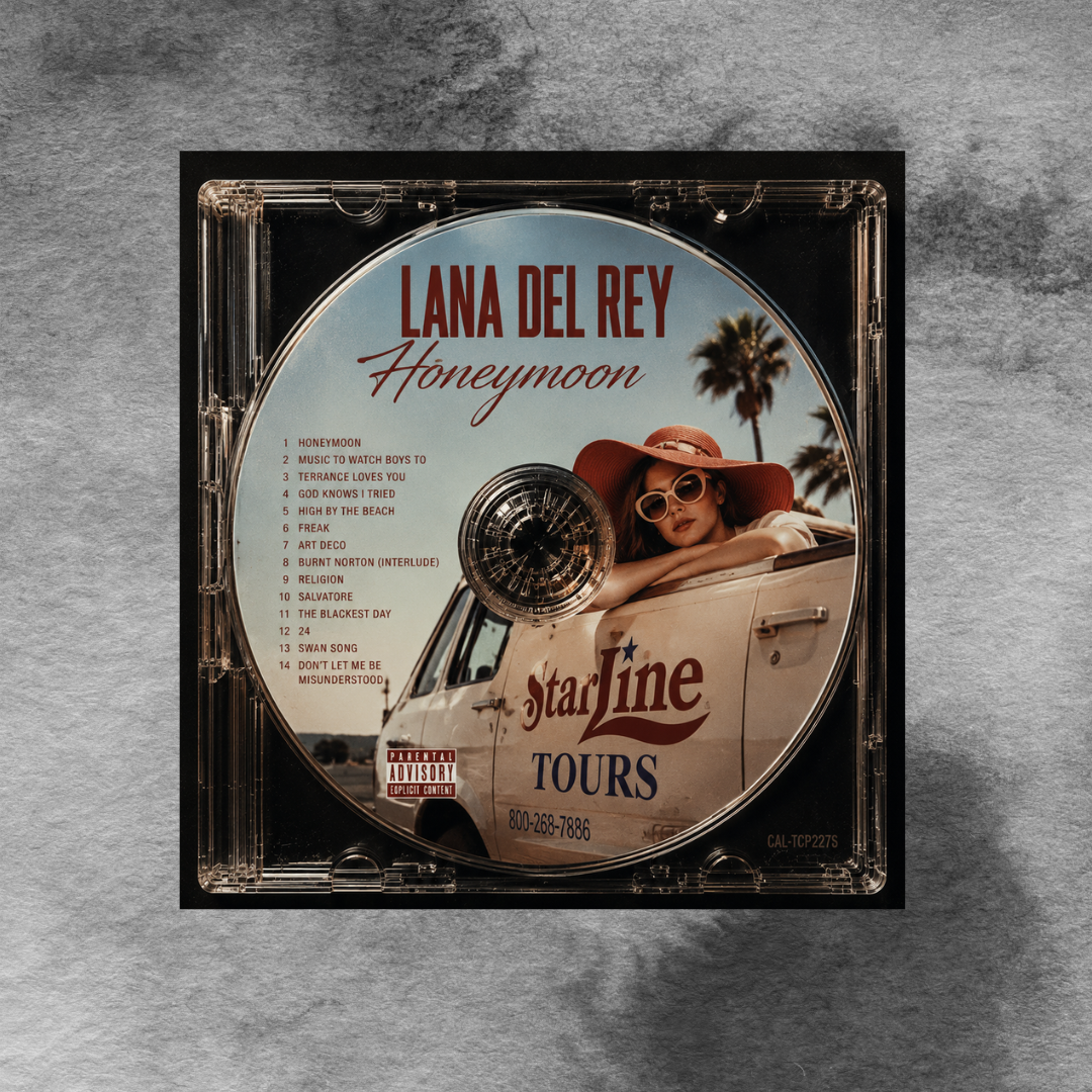 Honeymoon Music CD poster mockup on concrete background